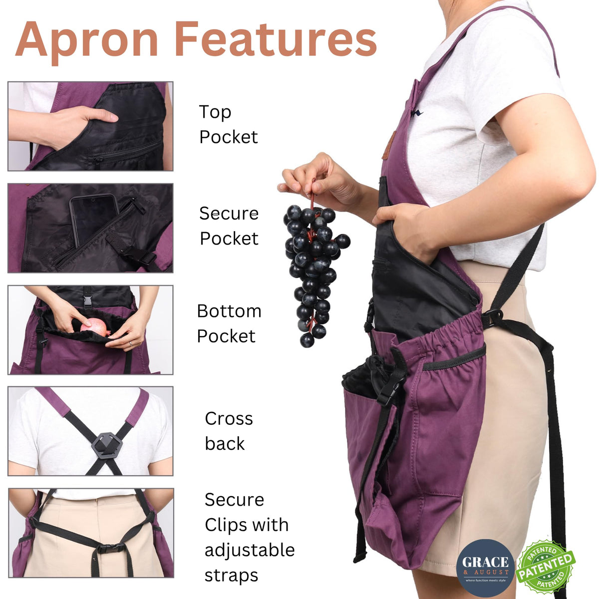 Gardening Apron with Harvest Pouch - 7 Pocket Garden Gift for Women & Men