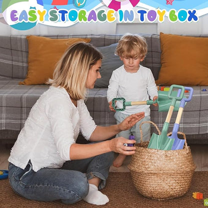 16" Wood Beach Sand Shovel Toys for Kids Adults, Heavy Duty Gardening Tools, Sturdy Spades for
