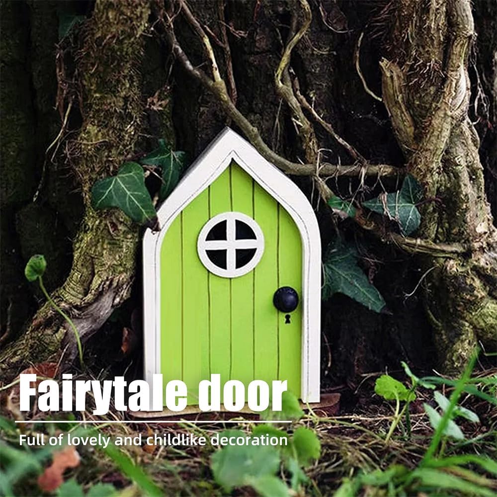 Enchanted Fairy Door for Tree Trunks - Weather-Resistant Miniature Garden Decor, 6-Piece Whimsical