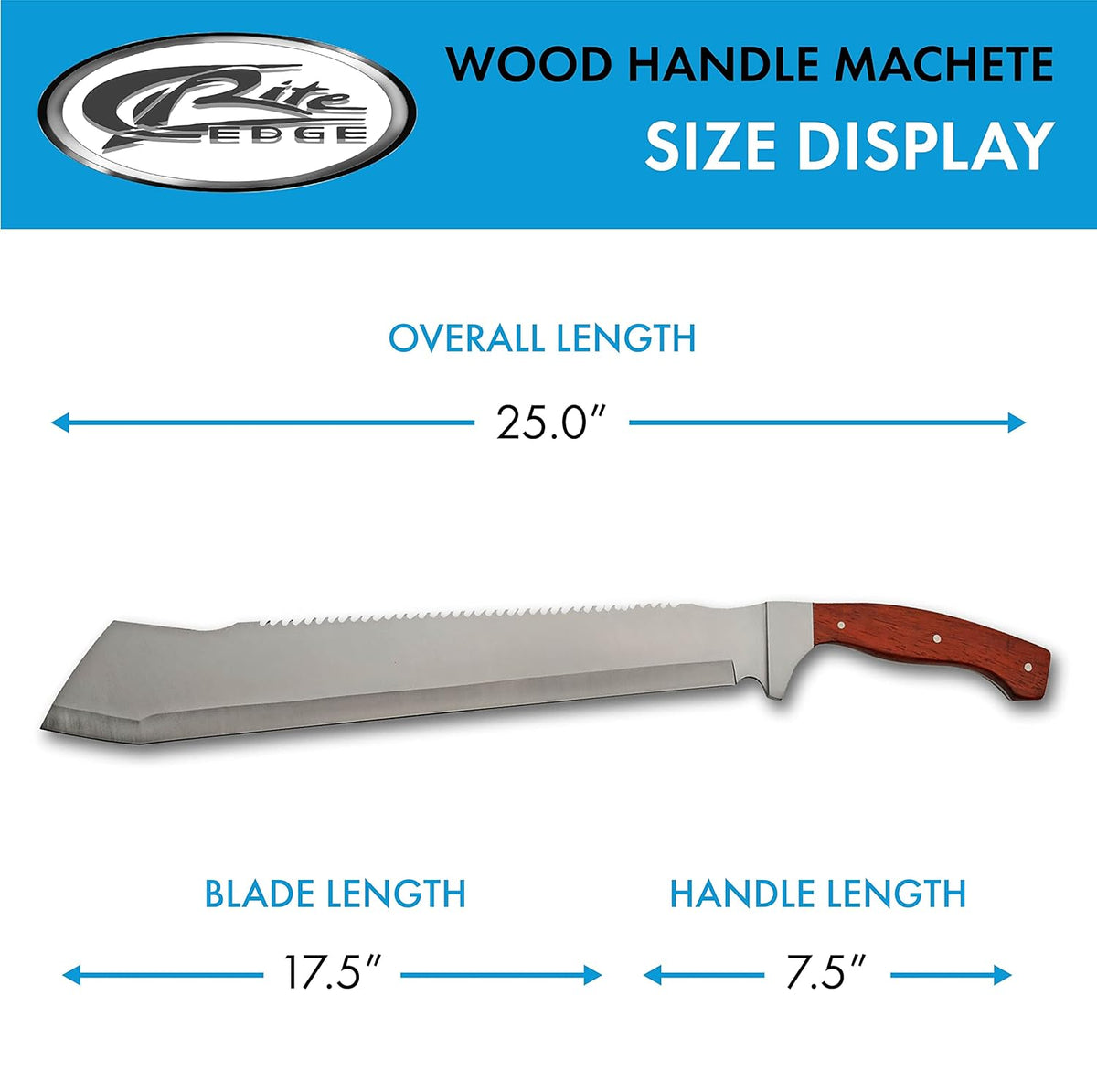 SZCO Supplies 25” Brown Wood Handle Heavy Duty Saw Back Forest Cleaver Machete With Sheath