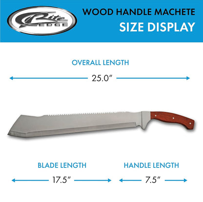 SZCO Supplies 25” Brown Wood Handle Heavy Duty Saw Back Forest Cleaver Machete With Sheath