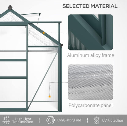 Outsunny 6' x 10' Greenhouse for Outdoors, Polycarbonate Greenhouse with Rain Gutter and Roof Vent