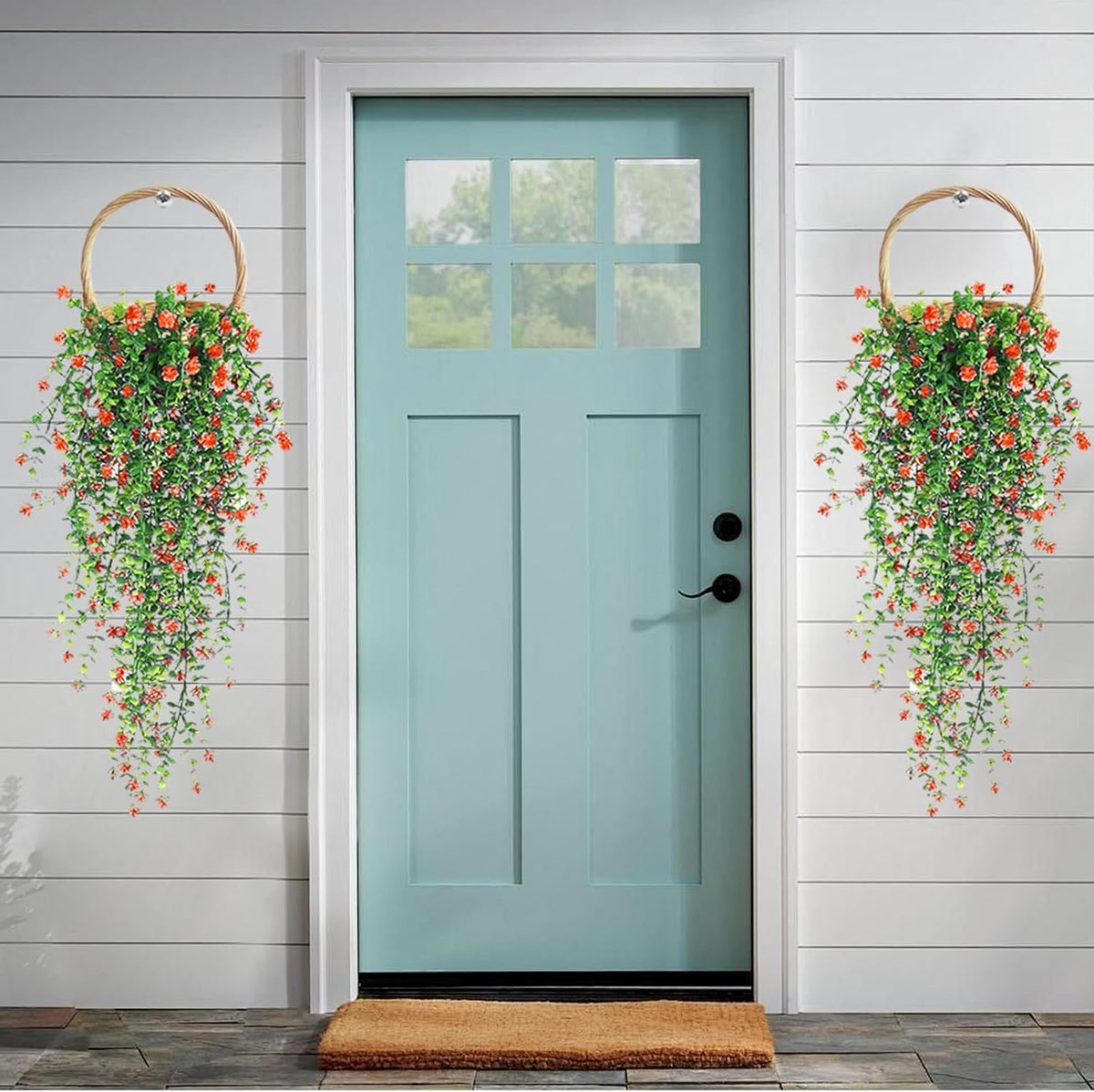 Artificial Hanging Flowers, 3 Pcs Fake Hanging Plants Artificial Vines for Outdoors, Fake Ivy Vine