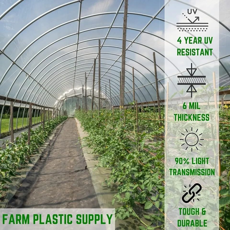 Farm Plastic Supply - 4 Year Clear 6 mil Greenhouse Plastic Sheeting - Clear Sheeting, Polyethylene