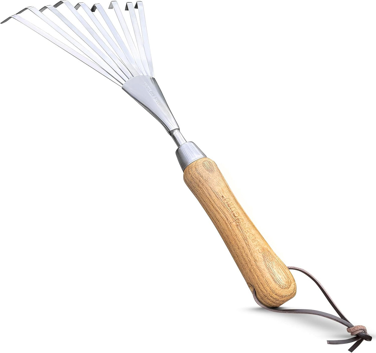 Garden Guru Eco Hand Rake Soil Tiller- 100% Recycled Stainless Steel - Rust Resistant - FSC