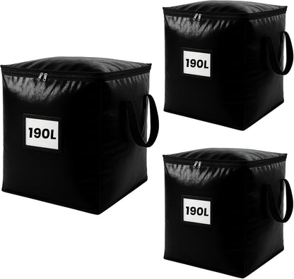3 Pack 190L Storage Bags for Clothes, Moving Bags Heavy Duty Extra Large with Reinforced Handle