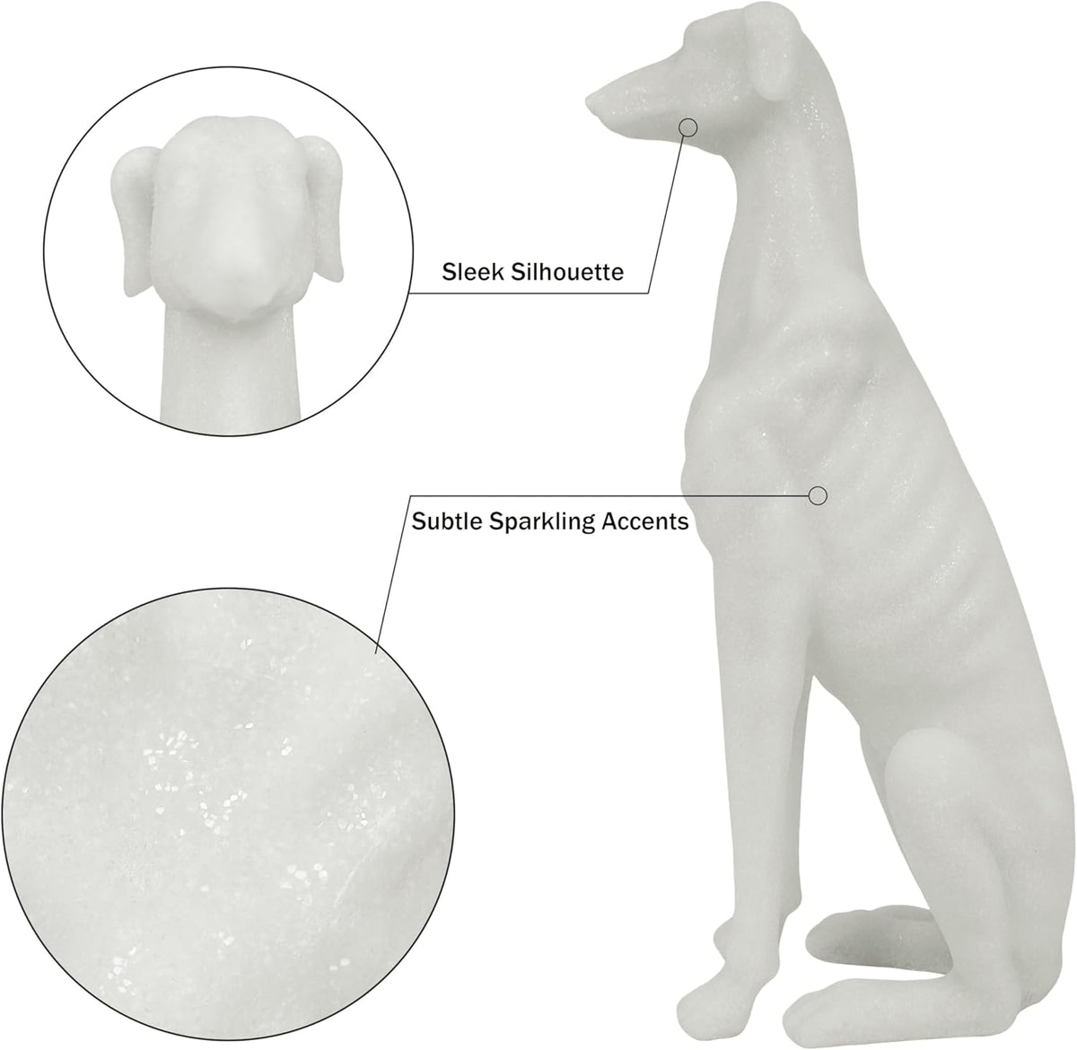 Greyhound Sculpture, White Resin Dog Statue for Home Decor, Coffee Table, Entryway Table