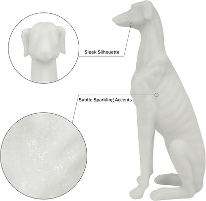 Greyhound Sculpture, White Resin Dog Statue for Home Decor, Coffee Table, Entryway Table