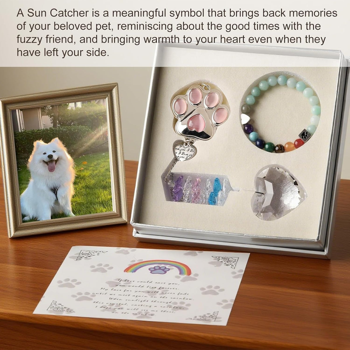 Funoasis Unique Gifts Crystal Suncatcher Dog & Cat Memorial Gift for Loss of Pet Window Hanging