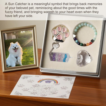 Funoasis Unique Gifts Crystal Suncatcher Dog & Cat Memorial Gift for Loss of Pet Window Hanging
