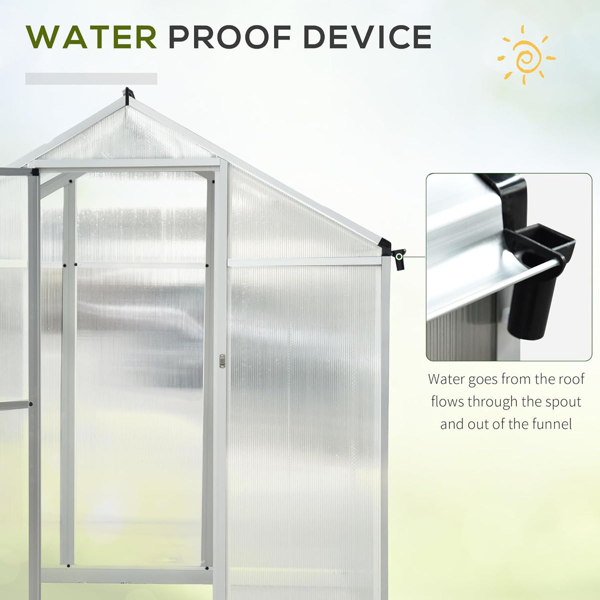 Outsunny 10' x 6' Greenhouse for Outdoors, Polycarbonate Greenhouse with Rain Gutter and Roof Vent