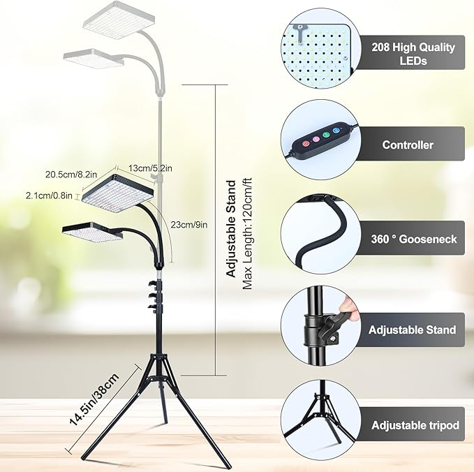 Grow Light with Stand, Orchbloom Grow Lights for Indoor Plants 50W, Natural Sunlight Full Spectrum