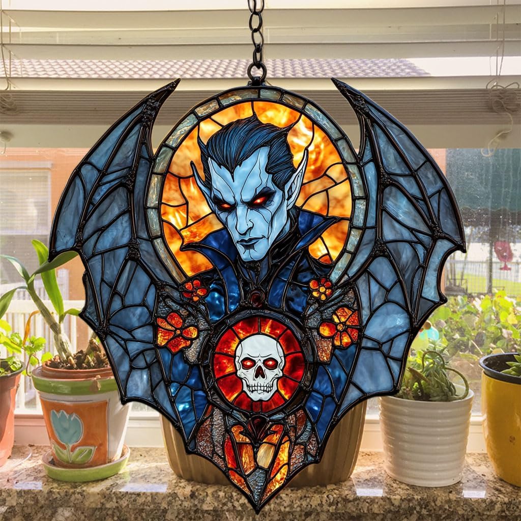 Dracula Halloween Acrylic Suncatcher Stained Glass Effect Window Car Hanging Christmas Ornament