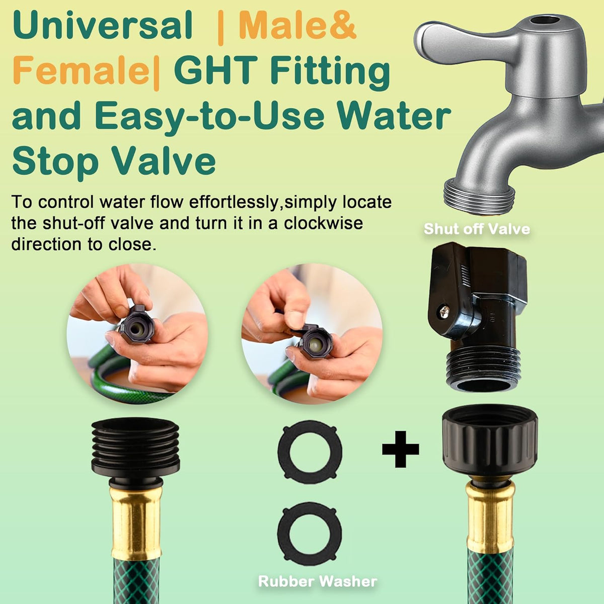 Garden Hose Leakproof for Gardener: 1/2” PVC Water Hoses with GHT Fittings - 5 FT No Kink and