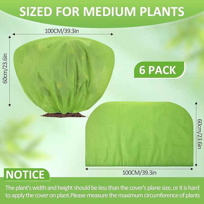 6 Pcs Winter Plant Covers Freeze Protection 39.4x23.6 Inch Horizontal Shrub Tree Rose Plant