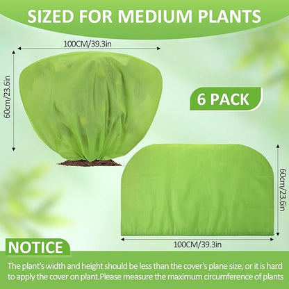 6 Pcs Winter Plant Covers Freeze Protection 39.4x23.6 Inch Horizontal Shrub Tree Rose Plant
