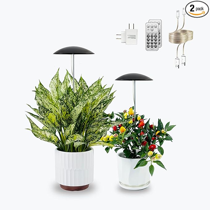 LED Grow Lights for Indoor Plants 2 Pack, Smart USB Small Full Spectrum Plant Lights with Remote