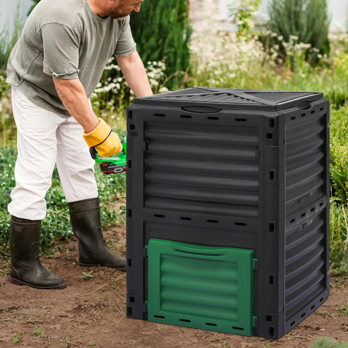 MoNiBloom 80 Gallon Large Compost Bin, BPA Free Outdoor Composting Tumblers for Garden Patio