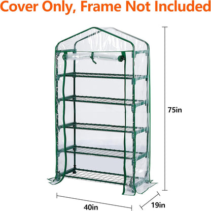 DECOHS Extra Wide 5 Tier Greenhouse Replacement Cover- 75 x 40 x 19 Inch Clear PVC Plant Gardening