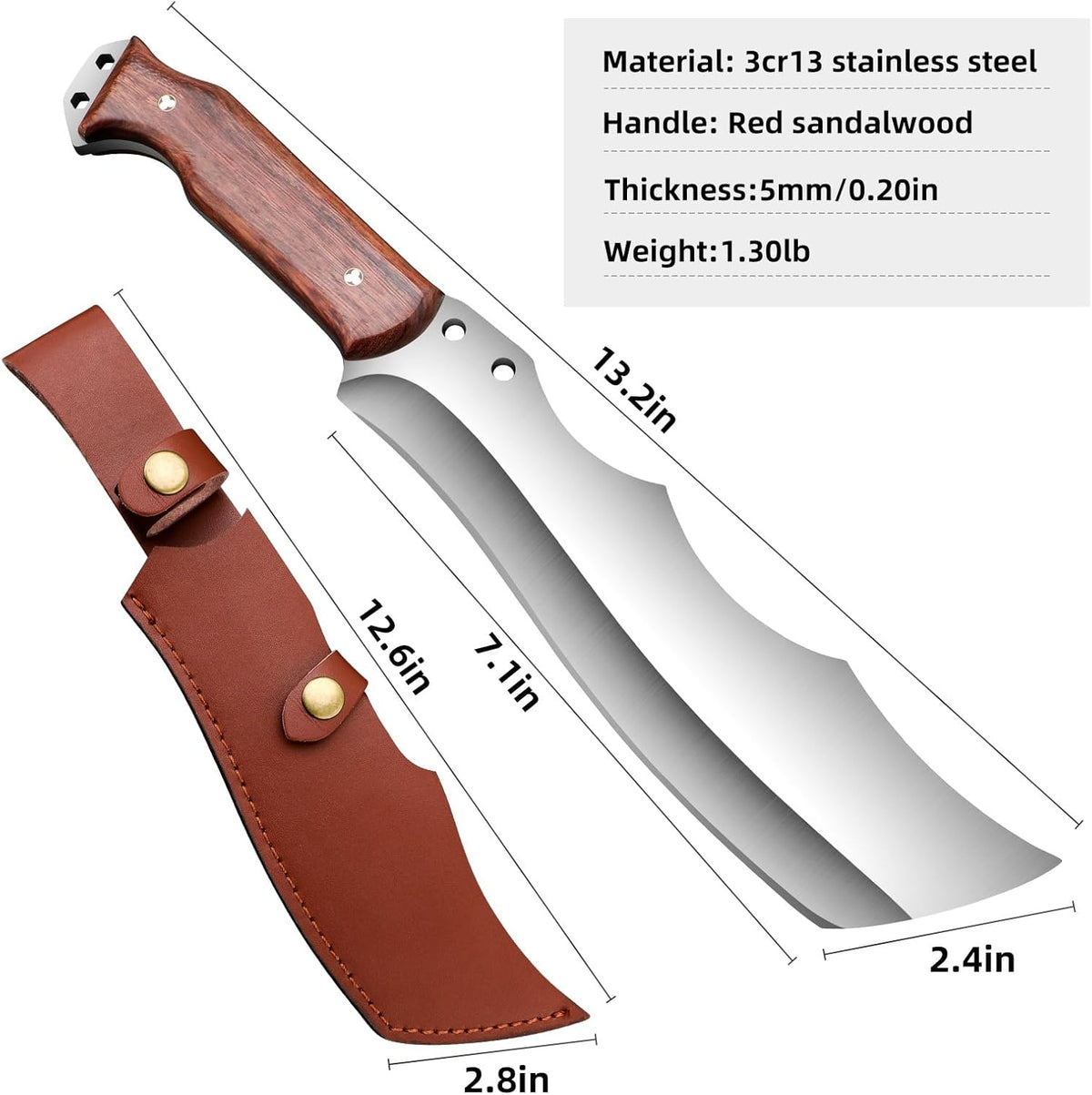 Outdoor Short Machete with Sheath for Cutting Trees, for Yard Work and for urvival Machete Ideal