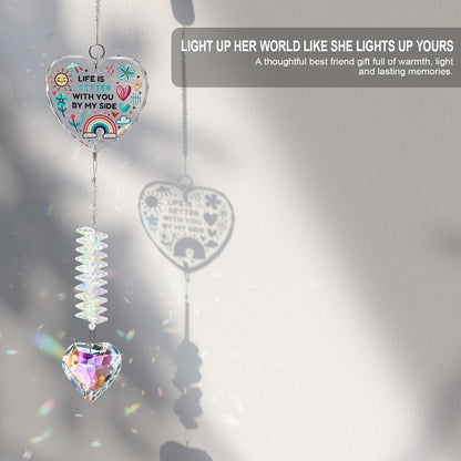 Gifts for Girlfriend, Best Friend, Sisters, Mom,Daughters,Crystal Suncatcher Ornament with Quote