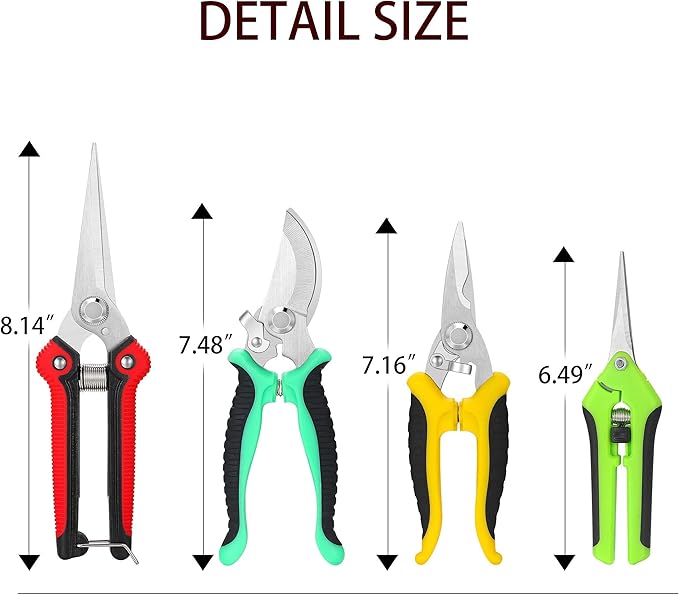 5‑Piece Garden Pruning Shears Set with Gloves & Storage Bag – Stainless Steel Trimming Scissors for