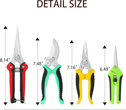 5‑Piece Garden Pruning Shears Set with Gloves & Storage Bag – Stainless Steel Trimming Scissors for