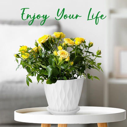 6 inch Plant Pots, 5 Pack Flower Pots Outdoor Indoor, Planters with Drainage Hole and Tray