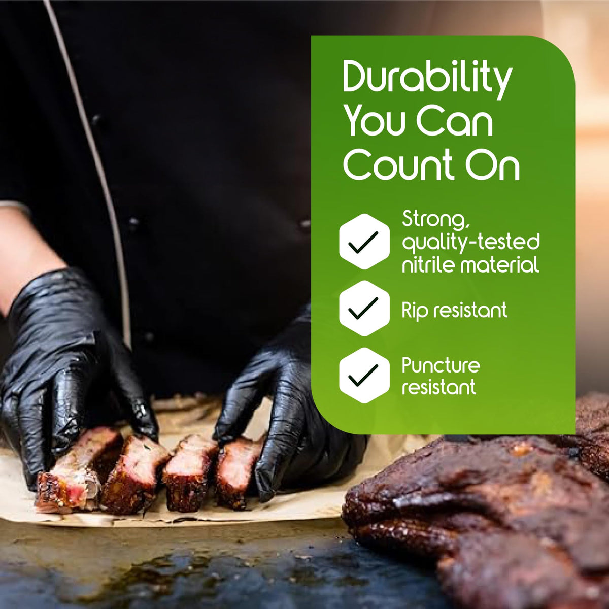 Inspire Black Nitrile Gloves HEAVY DUTY 6 Mil Nitrile Chemical Resistant Medical Cooking Cleaning