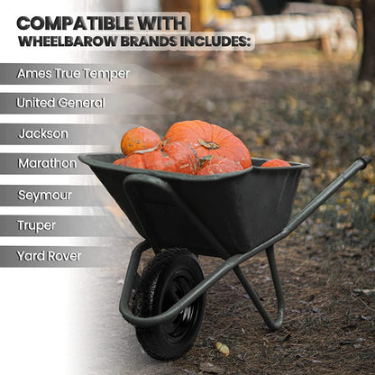 (2-PACK) 4.80/4.00-8" Flat Free Tire and Wheel - Universal Fit 14.5" Solid Wheelbarrow Tires with
