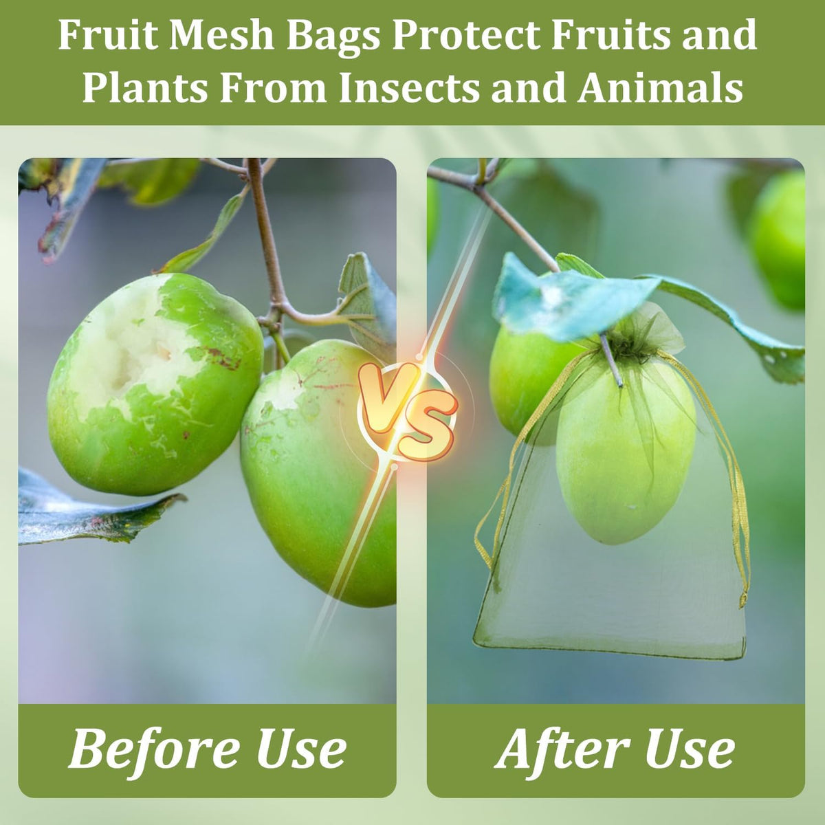 100Pcs Fruit Protection Bags, 4×6inch Fruit Netting Bags for Fruit Trees, Green Fruit Netting Cover