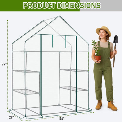 Outvita Walk-in Greenhouse, Outdoor Durable PE Plant Green House for Frost Protection with 3 Tiers