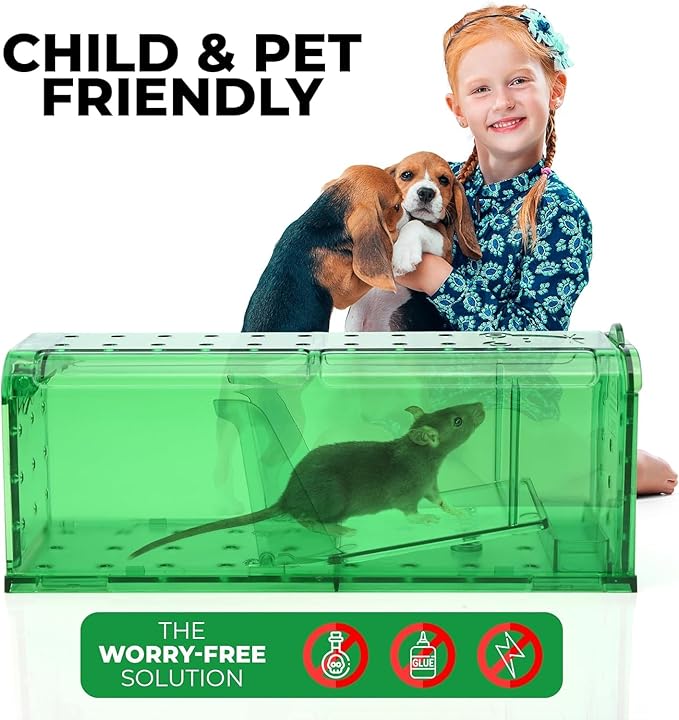 Humane Mouse Trap Pack of 2 - No Kill - Live Mouse Traps Indoor for Home Use - Reusable Rodent