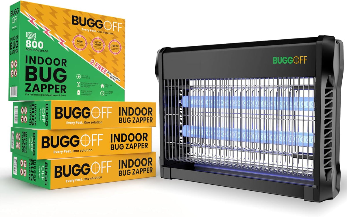 BUGGOFF Black Modern Indoor Electric Bug Zapper, 800 SQFT Coverage, 3500 Volts of Stunning Power