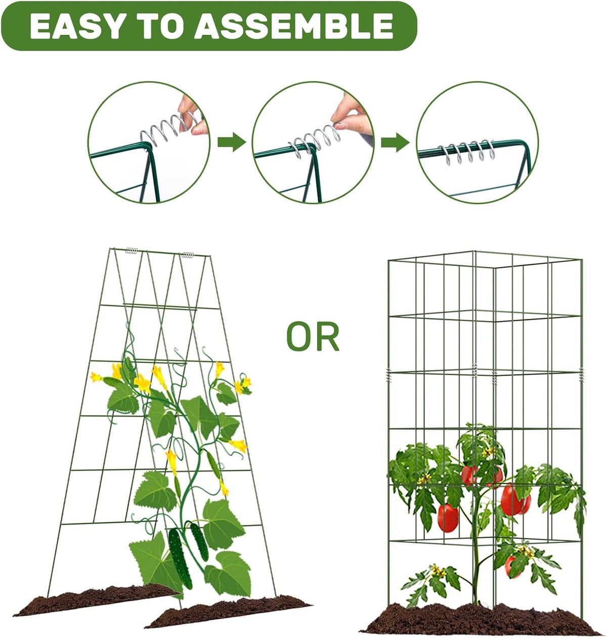 DOEWORKS Cucumber Trellis, 48" High Foldable A Frame Garden Trellis, 2 Pack, Plant Support for