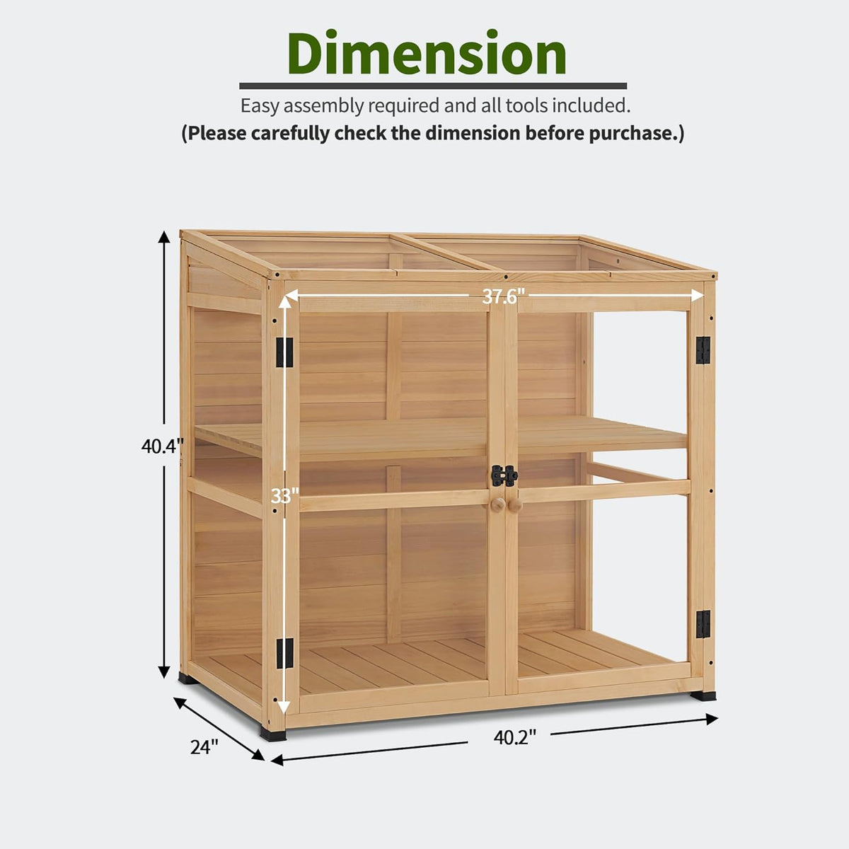 Macrout Wooden Cold Frame Greenhouse Cabinet Kit with Adjustable Shelf and Lockable Door, Fully