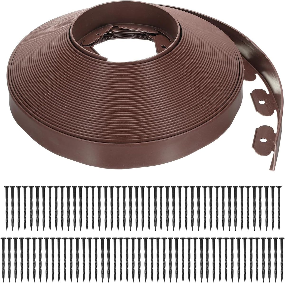 uxcell Landscape Edging, 1Pcs 100FT x 2" - No Dig Garden Edging Kit with 93 Stakes, Landscape