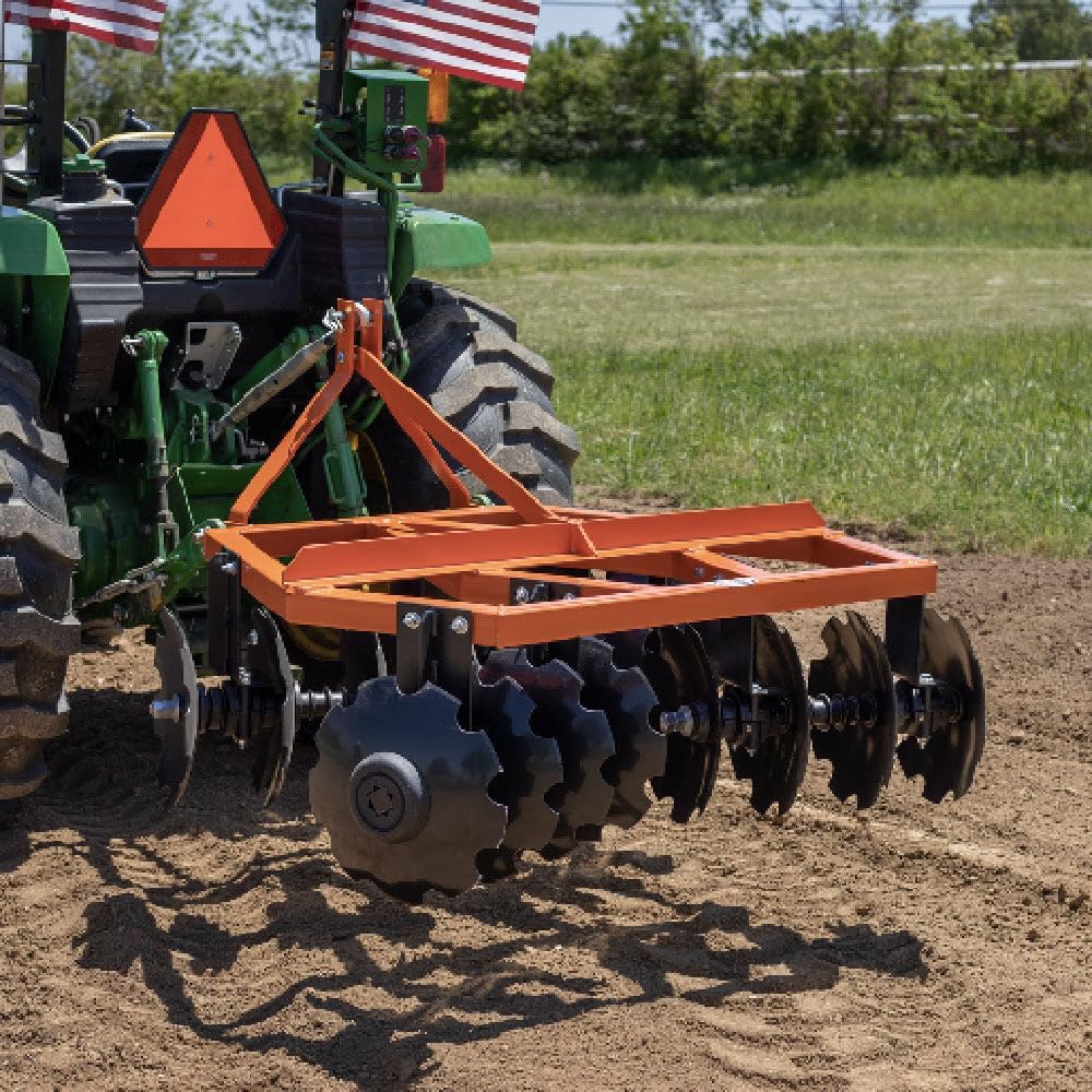 Titan Attachments 3 Point 6ft Notched Disc Harrow Plow Attachment for Cat 1 Tractors, Concave Discs