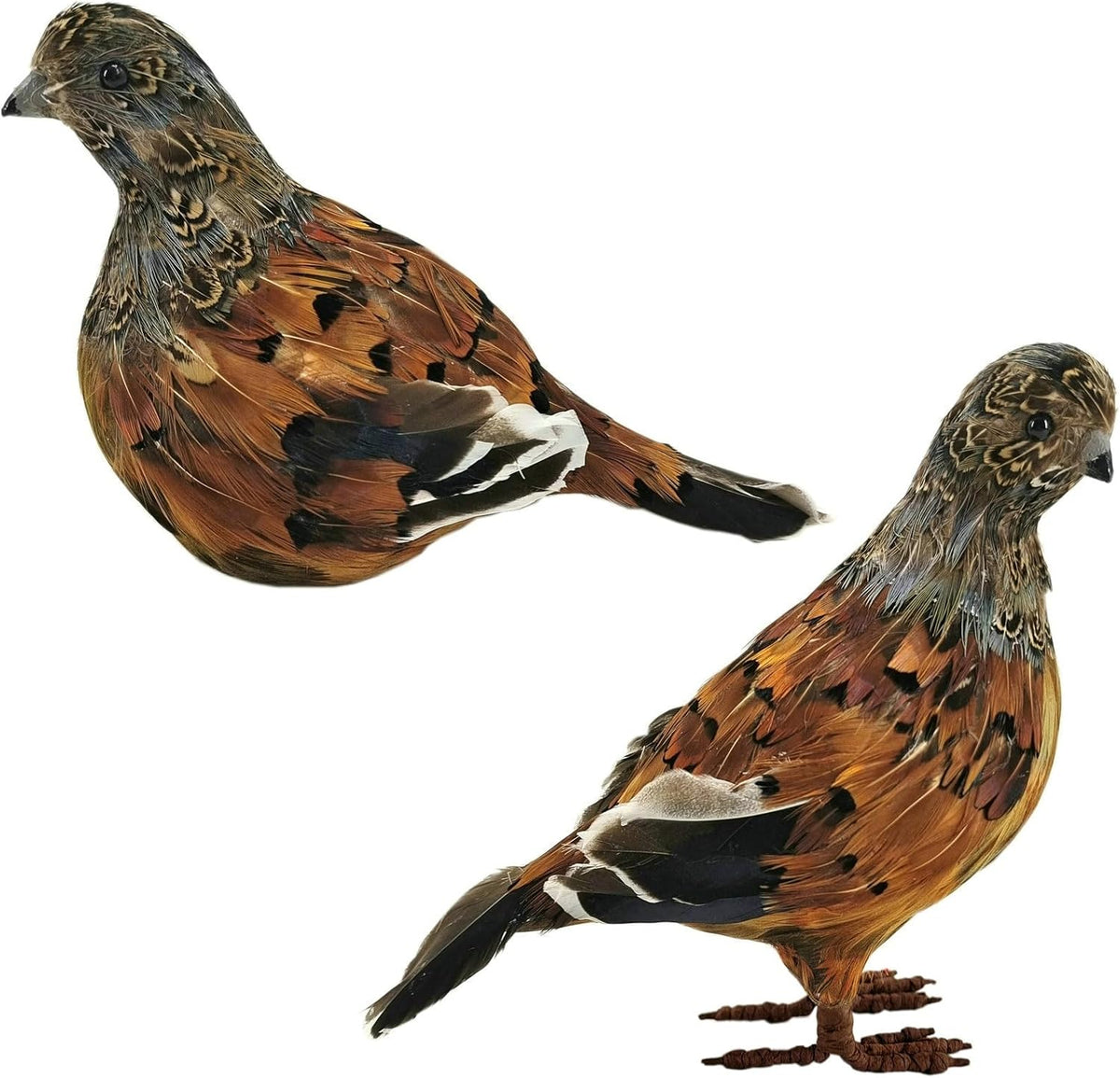naturevibe 7.5 Inches Feathered Quail Set of 2 Fall Decorations,Artificial Woodland Animals Fall