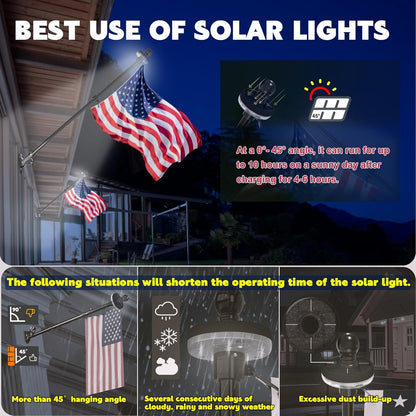 ZMTECH 1PC Flagpole Solar Light, Solar Flag Pole Lights, Outdoor Waterproof LED for 5-10FT Flag