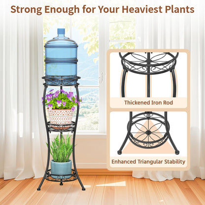LASZOLA Black 3 Tier Tall Plant Stand for Indoor Outdoor, Large Multiple Level Flower Planter