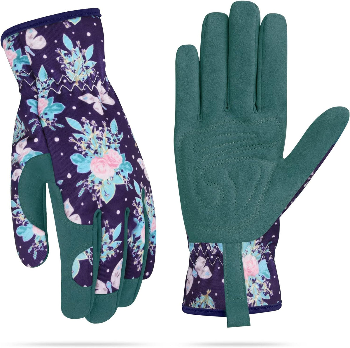 Womens Gardening Weeding Working Gloves, Leather Garden Glove for Women Thorn Proof No Stab for