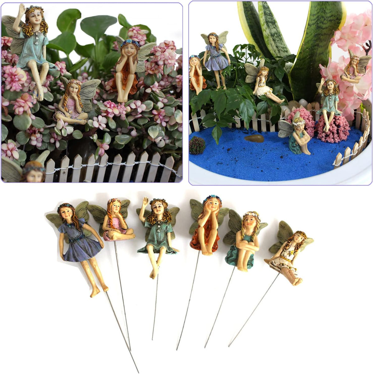 Miniature Fairies Figurines (6pcs) - Decor for Outdoor & Indoor Gardens & Homes, Vintage Resin