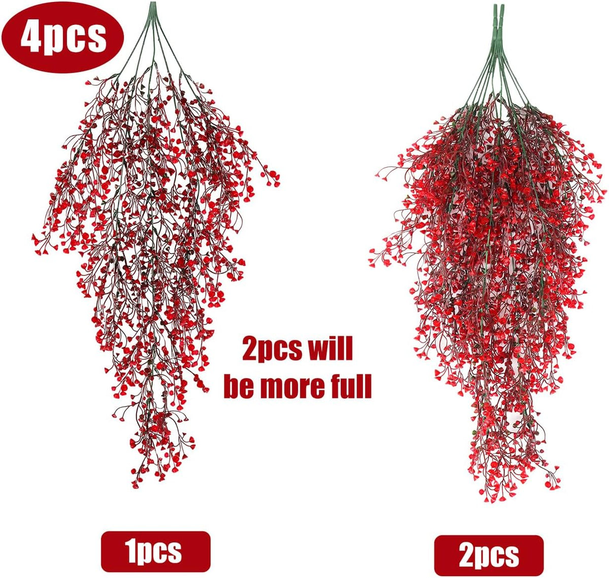 RECUTMS Artificial Hanging Fern Lighted with 30 LED Fake Hanging Ivy Vines Plastic Faux Greenery