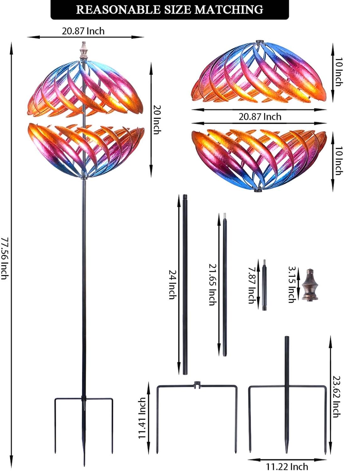 MUMTOP Wind Spinner 360 Degrees Double Steel Metal Wind Sculpture is Suitable for Decorating Your
