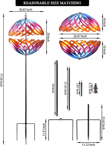 MUMTOP Wind Spinner 360 Degrees Double Steel Metal Wind Sculpture is Suitable for Decorating Your