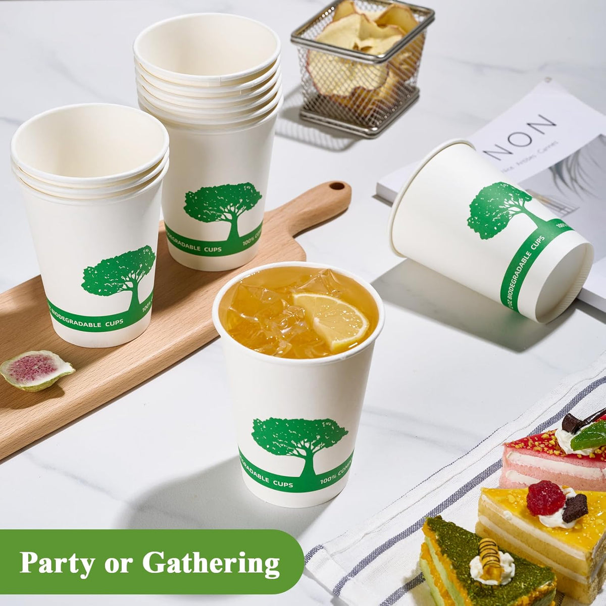 Vplus 270 Pack Compostable Paper Cups, 12 oz Biodegradable Disposable Paper Coffee Cups