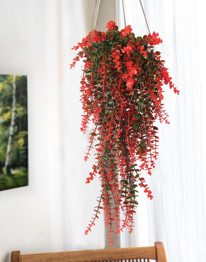 RECUTMS Artificial Monkey Hanging Plant Fake Artificial Eucalyptus Leaf Plants Faux UV Resistant