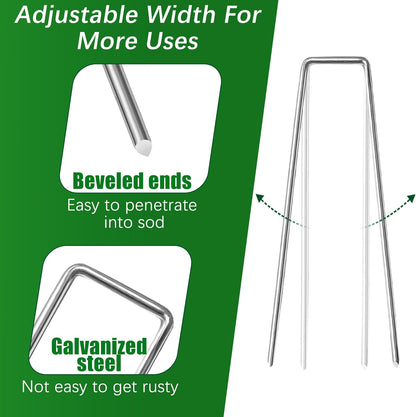 50 Pack Landscape Staples 6 Inch Garden Stakes Galvanized Garden Staples Pins Anti-Rust Ground