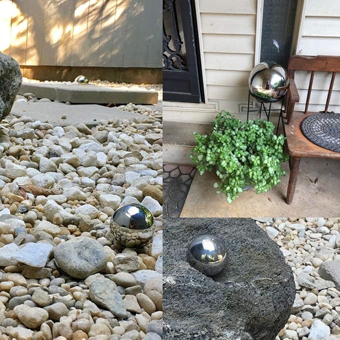 35cm/14inch Diameter Gazing Globe Mirror Ball,Red Stainless Steel Polished Reflective Smooth Garden
